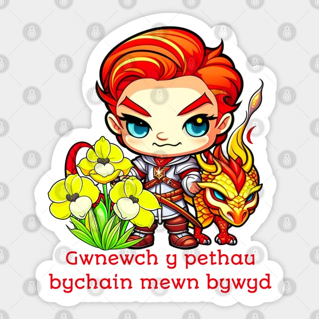 St. David's Day Dragon & Daffodils Sticker by HolidayBug